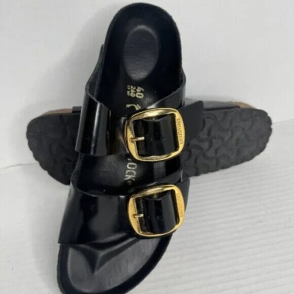 Birkenstock Arizona Big Buckle High Shine Black Sandals - Picture 2 of 6